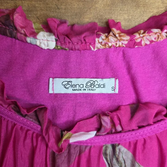 Elena Baldi Italian Silk Foral Sundress – Size S – Fuchsia - Picture 7 of 7